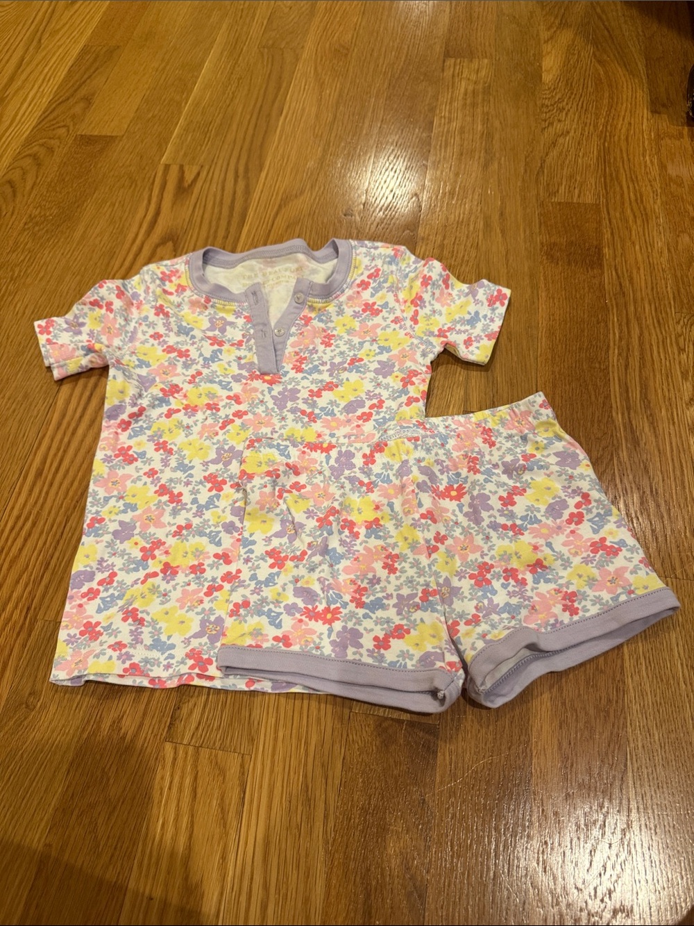 Beaufort Bonnet Girls Floral Short Pajama Set - Lavender Trim